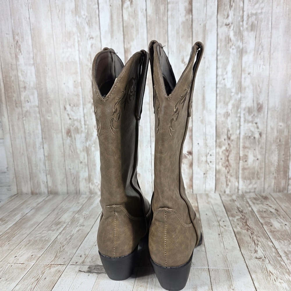 Roper Womens Brown Faux Leather Western Cowboy Boots Size‎ 6.5 Embroidered - Picture 3 of 8